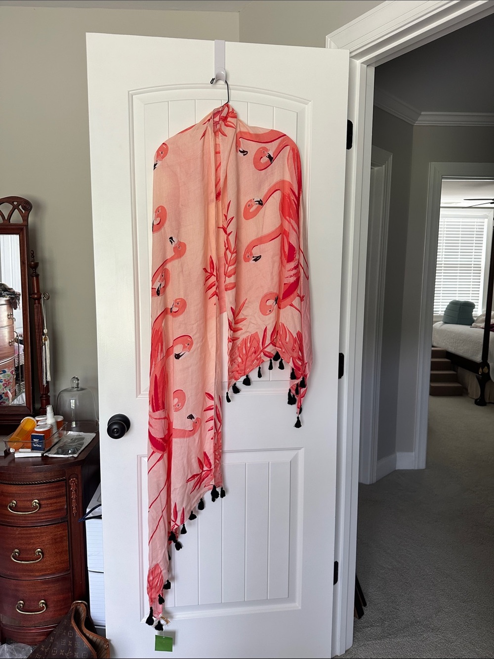 Kate Spade Lightweight Flamingo Print Scarf - Pink/Coral - Picture 2 of 3